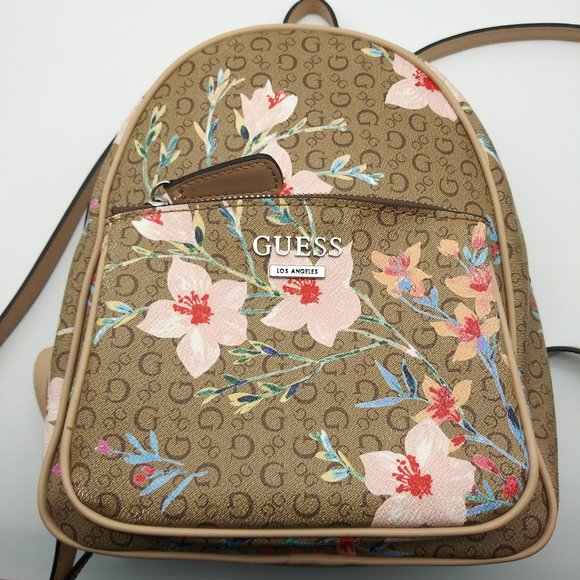 Guess Tan Floral Print Backpack/Purse main image 11